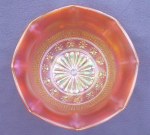 Marigold Carnival Glass Rosette Nut Bowl - Old Northwood