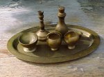 Old Miniature Brass Tray Set 