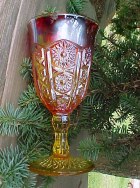 Sunset or Amberina Carnival Heirloom Goblet - Indiana Glass