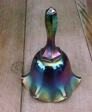 Purple - Blue Carnival Stretch Glass, Ruffled Bell - Fenton