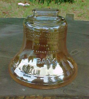 Carnival Glass Liberty Bell Bank - Anchor Hocking
