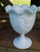Beautiful Milk Glass Ruffled Edge Compote - Vintage by Smith Glass