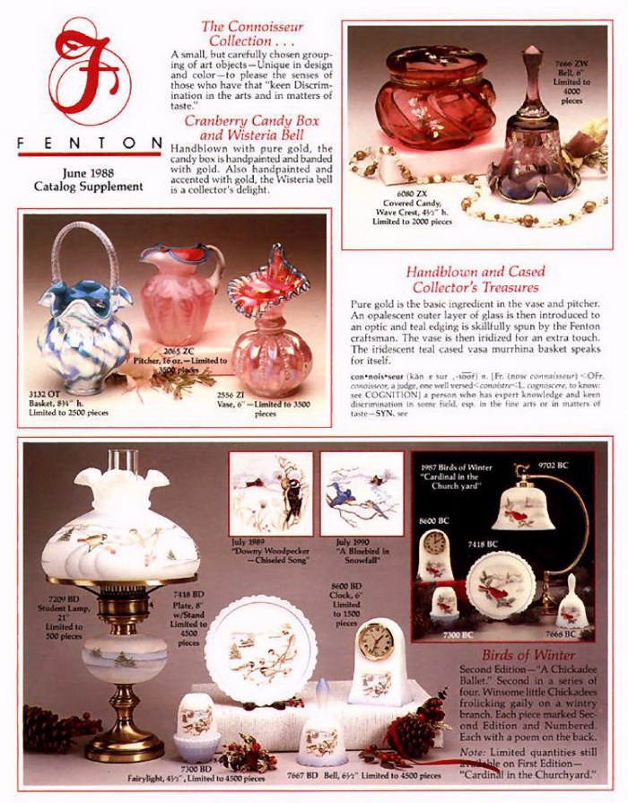 June 1988 Page 01 - Iridescent Cased Basket, Pitcher & Vase