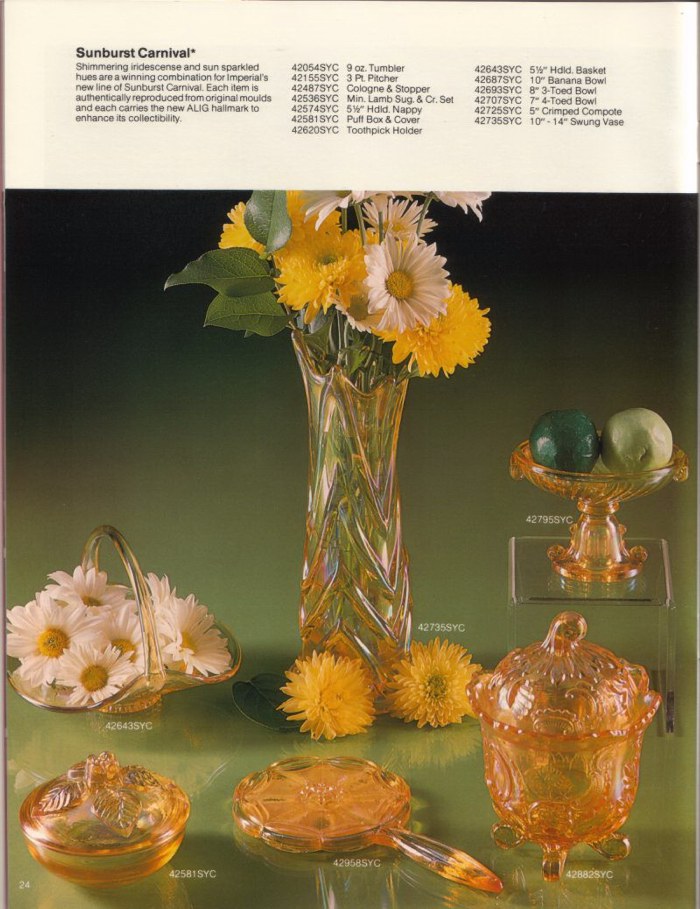 1982 - 1983 Sunburst Carnval Glass