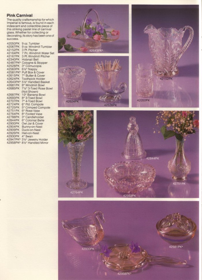1982 - 1983 Pink Carnval Glass (Imperial's Last Catalog)