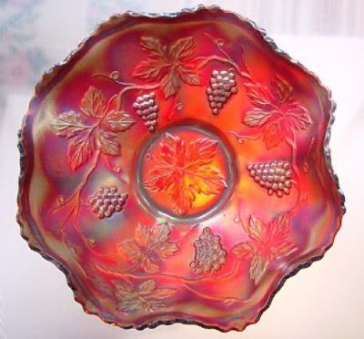 9 inch Vintage , collar-base bowl with light behind