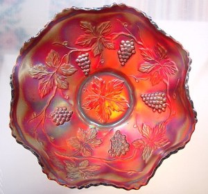 9 inch Vintage , collar-base bowl with light behind
