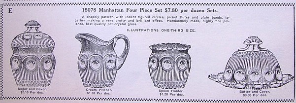 Manhattan pattern shown in the 1909 US Glass Domestic Catalog.