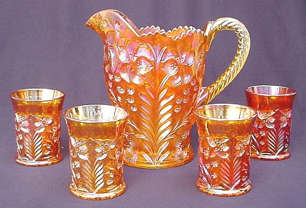 TIGER LILY Pitcher - 8.50 in. tall. Tumbler - 3.78 in. tall.