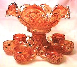 Imperial ROYALTY ruffled fruit bowl & base with punch cups
