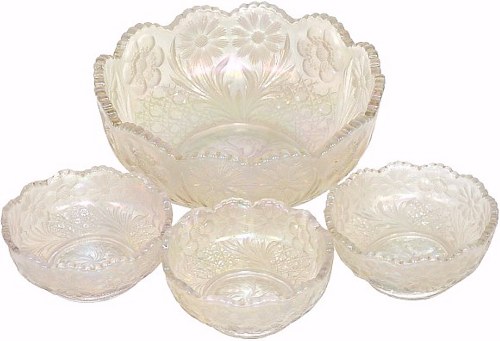 COSMOS and CANE Berry Set in white. 8 in. bowl and 4.25 in. diam. bowls