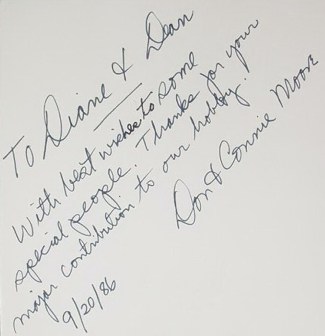 Personal inscription inside front cover of our Complimentary Copy of Don's Book