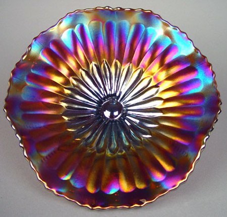 LEAF & BEADS  with Beaded Edge, flattened into a plate form having the SUNFLOWER interior.