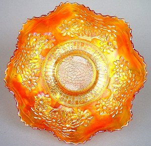 ORANGE TREE 9 in. Ruffled Bowl in Marigold. Notice the Tree Trunk extension into the center.