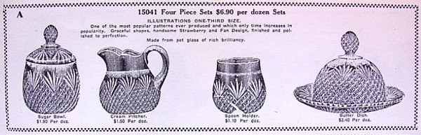 U.S. Glass 1909 Domestic Catalog - whether the table set was ever iridized, we cannot say.