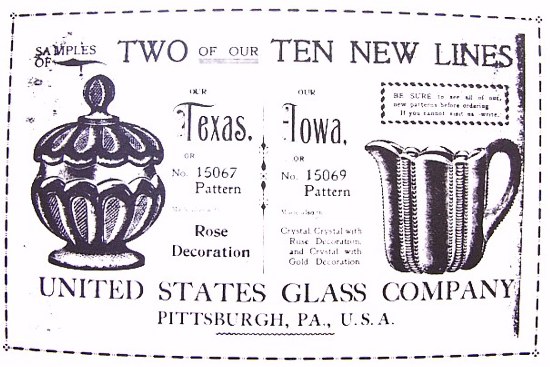 1900 ad featuring TEXAS and IOWA states patterns