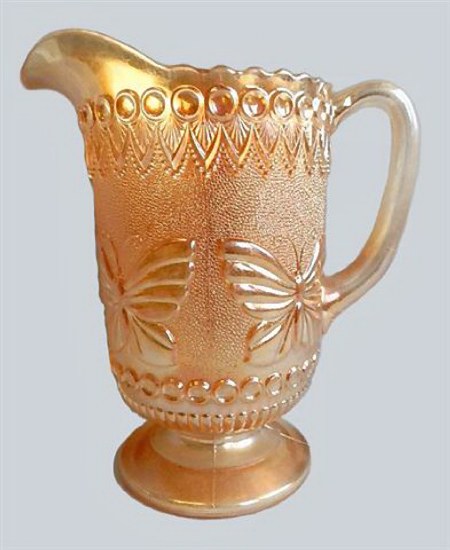 BIG BUTTERFLY Pitcher-Marigold-Only one known.$1200. 6-14-Cracked handle