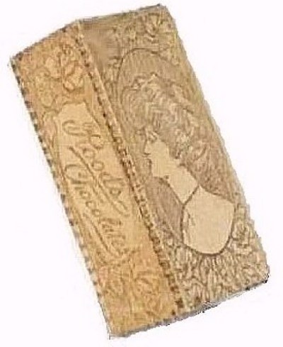 ROOD'S Wooden Candy Box decorated with woodburning tool - sold in March 2005 for $215! A 6 in. Rood's Chocolates plate sold-same sale by Seeck, for $3400.