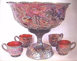 Flared top Punch bowl & cups