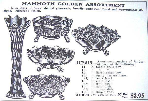 1925 Butler Bros. ad-All confirmed Fenton patterns.Shows 16 in. Rustic vase