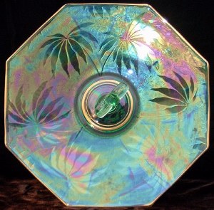 green BROCADED PALMS serving tray
