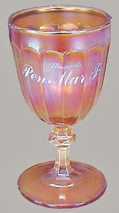 Souvenir of PEN MAR, PA - five and five-eighths in. tall.This is called Cuba Claret in McKee Book..