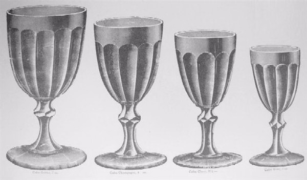 Goblet, Champagne, Claret and Wine as shown in the COMPLETE BOOK of MCKEE by Stout-published 1972.