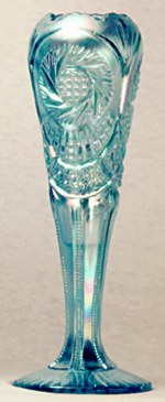 Aquamarine Iridized Pinwheel Vase. Measures approx. 8 in.. Sold Through QVC in Oct 2000.