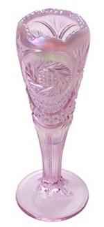 Rosemilk Opalescent Iridized Satin Pinwheel Vase.  Measure 8 in. Sold Through QVC in May 2003.