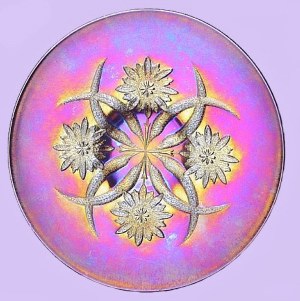 11 in. FOUR FLOWERS Chop Plate Amethyst-smooth exterior-in purple.