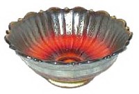STIPPLED RAYS 5.50 in Bowl with SCALE BAND Ext. in Red-Amberina.