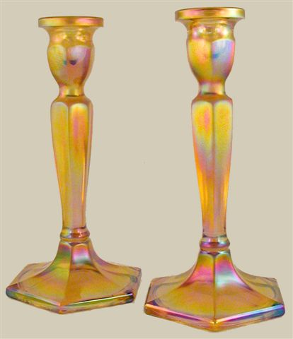 Reproduced FLORENTINE Candlesticks in Amber color.Courtesy Jerry Kudlac.