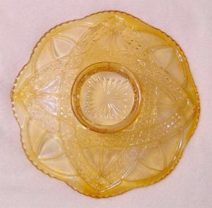 Reverse displays the pattern and amber base glass. Courtesy Jerry & Carol Curtis.