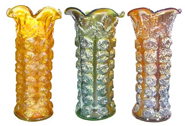 ROSE COLUMNS Vases-Mgld., Green, Amethyst. Mgld. $8000 in 3-07 Wroda Auction.