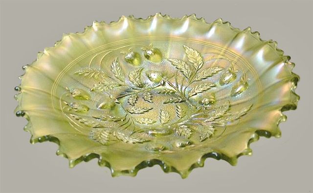 $6,766.-Lime Green Stippled STRAWBERRY PCE Bowl