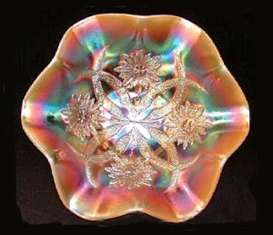 Ten inch FOUR FLOWERS peach opal bowl with smooth exterior.