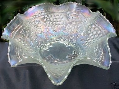 11 in. White GRAPE & CABLE Ruffled Bowl--same mold as used for IC bowls.