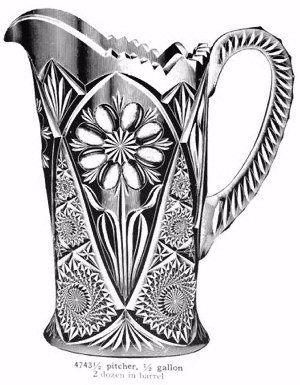 Full size Water Pitcher in FOUR-SEVENTY-FOUR pattern seen in Imperial Catalog # 104A.
