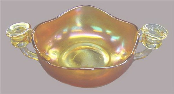 Diamond (Jewels) CANDLEBOWL-c.1924-1925 (Pat. Applied For) printed on bottom.11.25 in. across x 7.25 in. wide x 3.25 in. tall. 11.25 in. candle -candle.