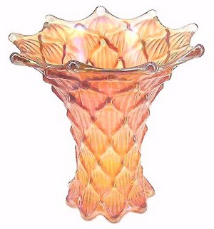 Marigold LINED LATTICE Squat Vase - 5.75 in. tall.