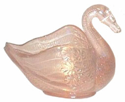 Pink SWAN with feather pattern which resembles flowers, rather than a wing structure. Believed to indicate a newer version of swan.