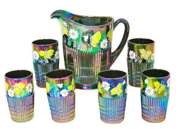 Hand Painted and Signed Louise Piper-8-5-81. Fenton Black Amethyst 