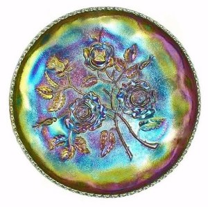 Purple LUSTRE ROSE Centerpiece footed bowl, shaped from Fernery.