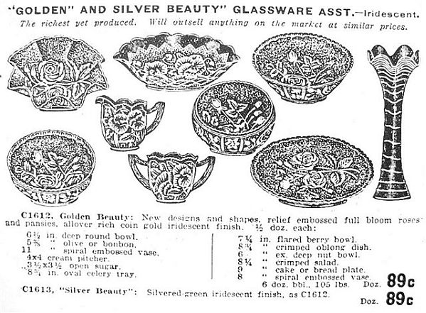 April 1912- 5 OPEN ROSE shapes shown - Note offer of Silvered Green (Helios).