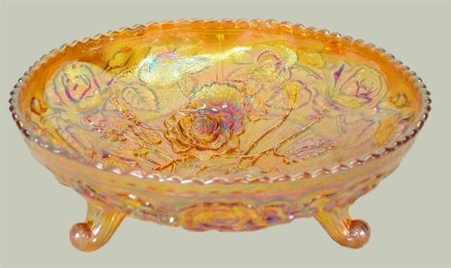 OPEN ROSE Vintage Centerpiece Bowl. Marigold.