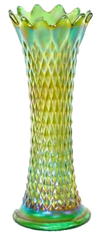 N. Emerald Green DIAMOND POINT 9 in. vase. $1500.ICGA Seeck Auction - July 2005.