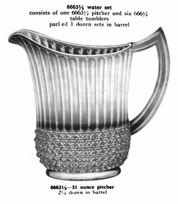 This is the FLUTE and CANE Water Pitcher. Imp. Catalog #104A.