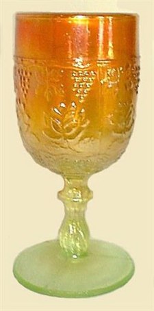 WINE & ROSES Wine Goblet in Vaseline - 5.5 in. tall.