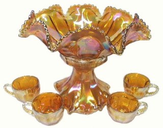 Imperial FLUTE Vt. in Amber tones.- Stand-5.75 in. tall, Bowl-4.5 in. tall.