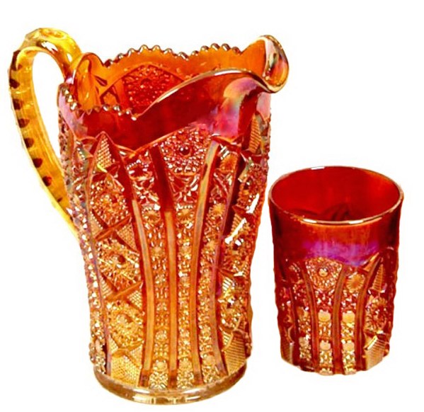 OCTAGON Water Set in Marigold. Tumbler is 4 in. tall.(Ground Base).